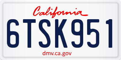 CA license plate 6TSK951