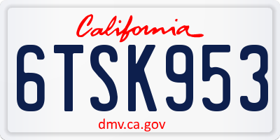CA license plate 6TSK953