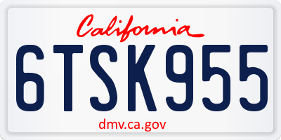 CA license plate 6TSK955