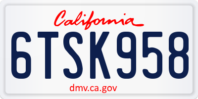 CA license plate 6TSK958