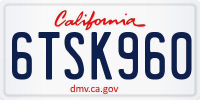 CA license plate 6TSK960