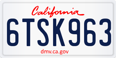 CA license plate 6TSK963