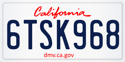 CA license plate 6TSK968