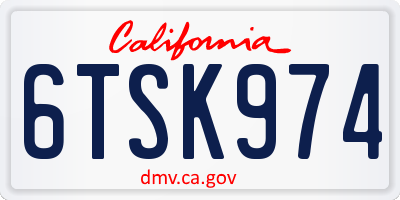 CA license plate 6TSK974