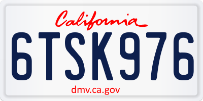 CA license plate 6TSK976