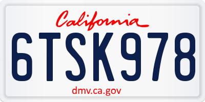 CA license plate 6TSK978