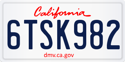CA license plate 6TSK982