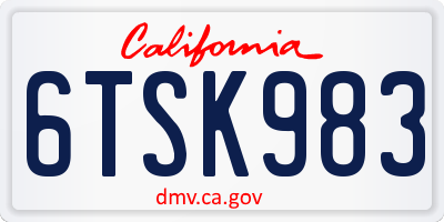 CA license plate 6TSK983
