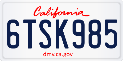 CA license plate 6TSK985