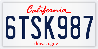 CA license plate 6TSK987
