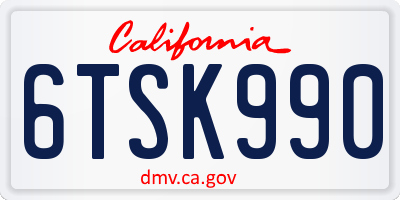 CA license plate 6TSK990
