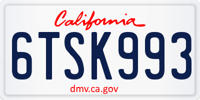 CA license plate 6TSK993