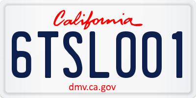 CA license plate 6TSL001