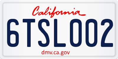CA license plate 6TSL002