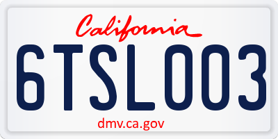 CA license plate 6TSL003