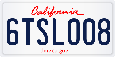 CA license plate 6TSL008
