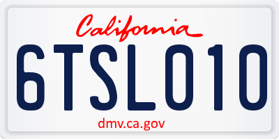 CA license plate 6TSL010