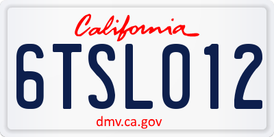 CA license plate 6TSL012