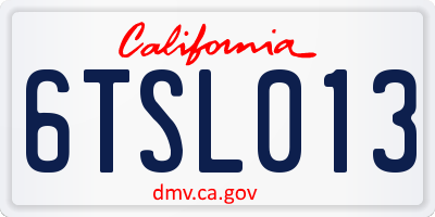 CA license plate 6TSL013