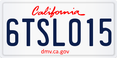 CA license plate 6TSL015