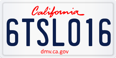 CA license plate 6TSL016