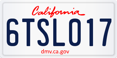 CA license plate 6TSL017