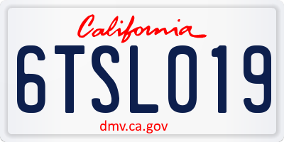 CA license plate 6TSL019