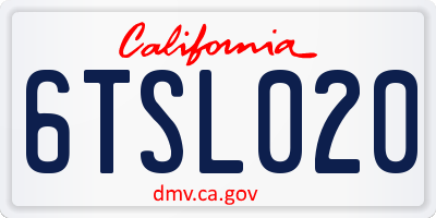 CA license plate 6TSL020