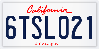 CA license plate 6TSL021