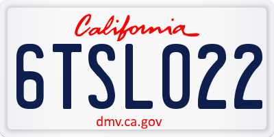 CA license plate 6TSL022