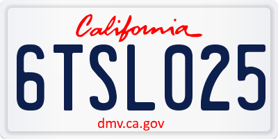 CA license plate 6TSL025