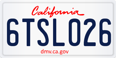CA license plate 6TSL026