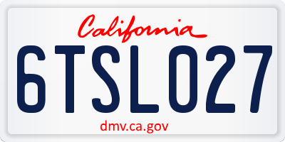 CA license plate 6TSL027