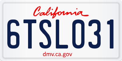 CA license plate 6TSL031