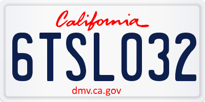 CA license plate 6TSL032