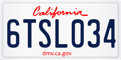 CA license plate 6TSL034