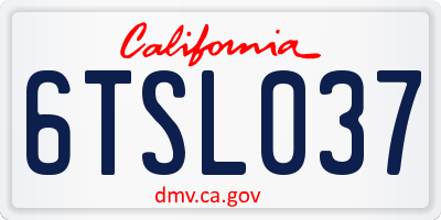 CA license plate 6TSL037