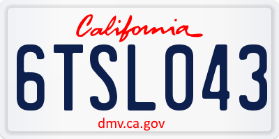 CA license plate 6TSL043