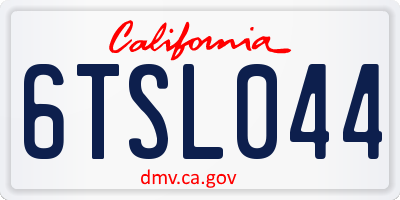 CA license plate 6TSL044