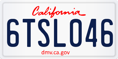 CA license plate 6TSL046