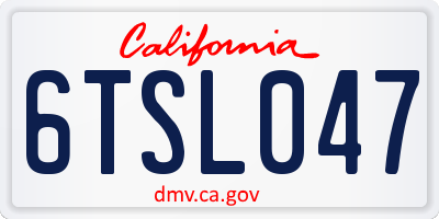 CA license plate 6TSL047