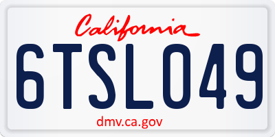 CA license plate 6TSL049