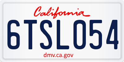 CA license plate 6TSL054