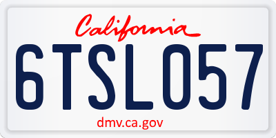 CA license plate 6TSL057