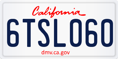 CA license plate 6TSL060