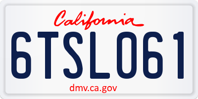 CA license plate 6TSL061