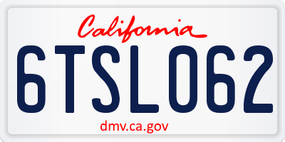 CA license plate 6TSL062