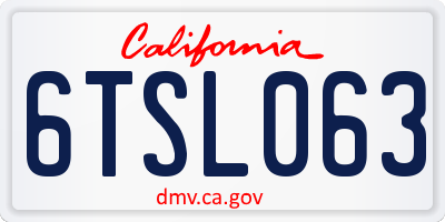 CA license plate 6TSL063
