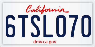 CA license plate 6TSL070