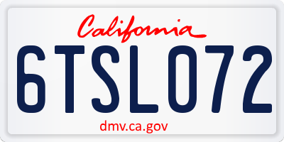 CA license plate 6TSL072